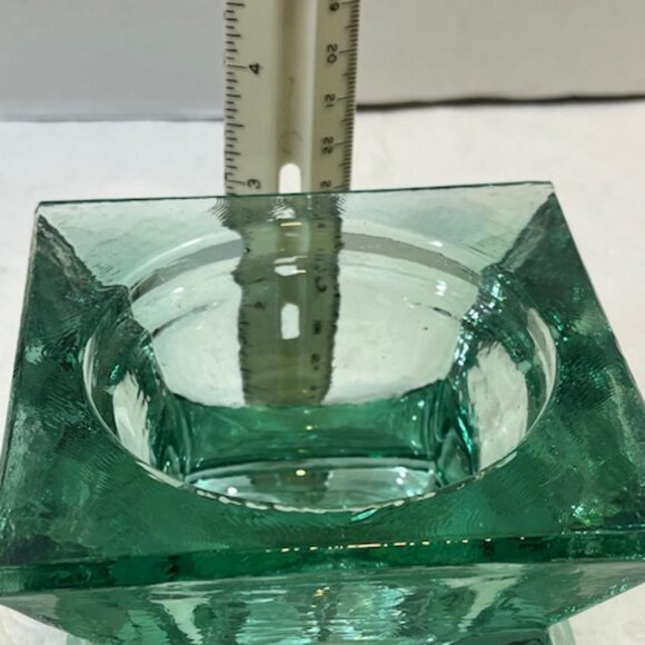 VTG Vidrios San Miguel 100% Recycled Glass Candle Holder Green Heavy - Picture 9 of 9